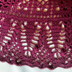 Horgolt női póló, pink-bordó - ruha & divat - női ruha - póló, felső - Meska.hu