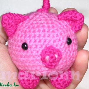 Rózsaszín szerencsemalacka - Horgolt amigurumi kisdisznó :) -  - Meska.hu