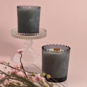 Fekete üveg tégely kicsi tető nélkül fa kanoc love felirattal , Otthon & Életmód, Gyertya, illat, aroma, Gyertya, Gyertya-, mécseskészítés, MESKA