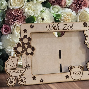 Személyre szabott baba fotókeret születési adatokkal - Meska.hu