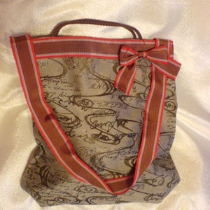 Textiltáska masnival - barna, hullámos mintás - táska & tok - bevásárlás & shopper táska - shopper, textiltáska, szatyor - Meska.hu