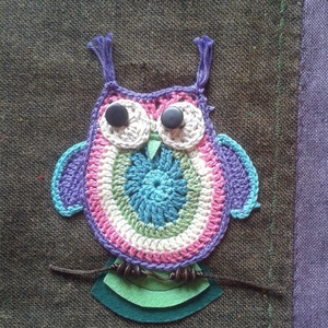 Nagy válltáska horgolt bagollyal - Lilla - táska & tok - kézitáska & válltáska - válltáska - Meska.hu