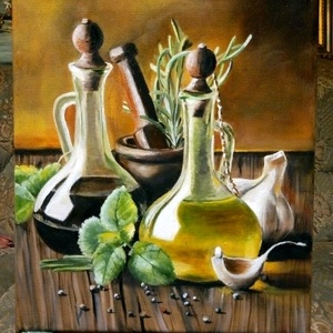 Olio di oliva 25x30 olajfestmény, Művészet, Festmény, Olajfestmény, Festészet, MESKA