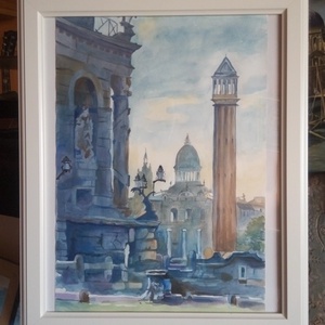 Antik utca, eredeti akvarell festmény, 35x50 cm - művészet - festmény - akvarell - Meska.hu