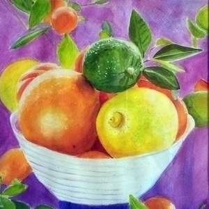 Citrusok - eredeti akvarell festmény, Művészet, Festmény, Akvarell, Festészet, MESKA