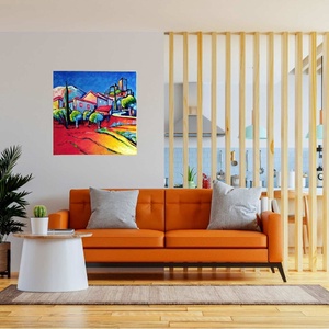Színes toszkána, 58x58 cm-es olajfestmény - művészet - festmény - olajfestmény - Meska.hu