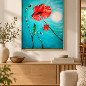 Pipacsok a napon � eredeti olajfestmény, 43 � 58 cm - művészet - festmény - olajfestmény - Meska.hu