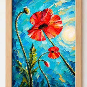 Pipacsok a napon � eredeti olajfestmény, 43 � 58 cm - Meska.hu
