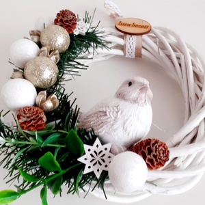 Fehér madaras karácsonyi kopogtató - karácsony - Meska.hu