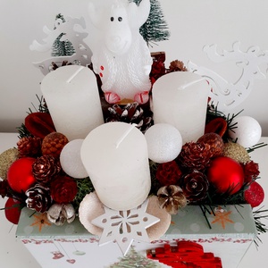 Adventi asztaldísz dobozban - karácsony - adventi díszek - adventi asztaldísz - Meska.hu