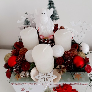 Adventi asztaldísz dobozban - karácsony - adventi díszek - adventi asztaldísz - Meska.hu