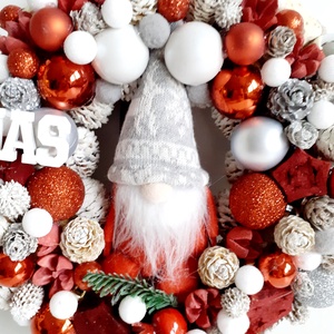 Karácsonyi kopogtató manóval - karácsony - adventi díszek - adventi ajtódísz - Meska.hu