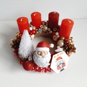 Adventi koszorú télapóval - karácsony - adventi díszek - adventi koszorú - Meska.hu
