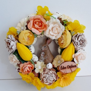 Nyuszis húsvéti kopogtató - otthon & életmód - dekoráció - ajtó- és ablak dekoráció - ajtódísz & kopogtató - Meska.hu