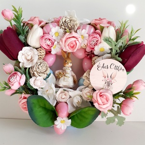  Rózsaszín ruhás, nyuszi lányos kopogtató - otthon & életmód - dekoráció - ajtó- és ablak dekoráció - ajtódísz & kopogtató - Meska.hu