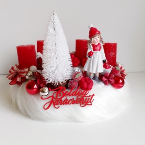 Adventi koszorú kislány almás kosárral, Karácsony, Adventi díszek, Adventi koszorú, Virágkötés, MESKA