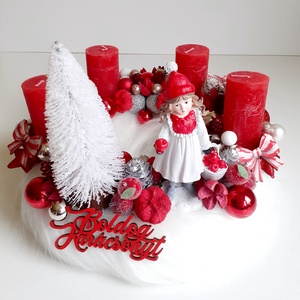 Adventi koszorú kislány almás kosárral - karácsony - adventi díszek - adventi koszorú - Meska.hu