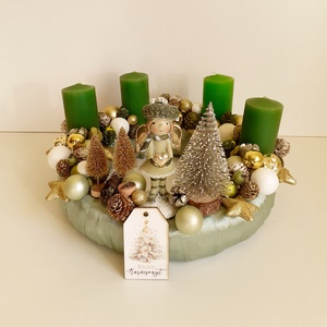 Adventi koszorú-angyal figurával - karácsony - adventi díszek - adventi asztaldísz - Meska.hu