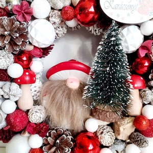 Gomba manó karácsonya - karácsony - karácsonyi lakásdekoráció - karácsonyi ajtódíszek - Meska.hu