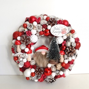 Gomba manó karácsonya, Karácsony, Karácsonyi lakásdekoráció, Karácsonyi ajtódíszek, Virágkötés, MESKA