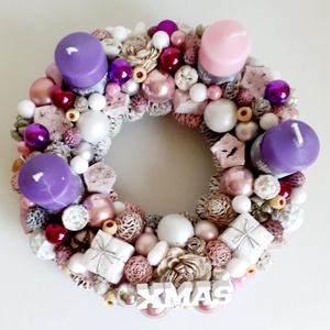 Adventi asztaldísz rózsaszín árnyalatban - karácsony - adventi díszek - adventi asztaldísz - Meska.hu