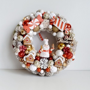 Karácsonyi kopogtató- Mikulással, mézeskaláccsal - karácsony - adventi díszek - adventi ajtódísz - Meska.hu