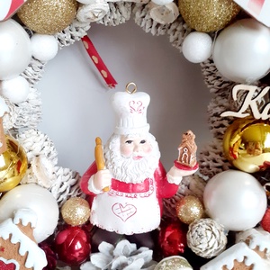 Karácsonyi kopogtató- Mikulással, mézeskaláccsal - karácsony - adventi díszek - adventi ajtódísz - Meska.hu