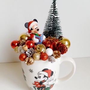 Karácsonyi pohárdísz Miki egérrel és fenyőfával - karácsony - adventi díszek - adventi asztaldísz - Meska.hu