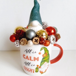 Karácsonyi pohárdísz Manó gyertyával, Karácsony, Adventi díszek, Adventi asztaldísz, Virágkötés, MESKA