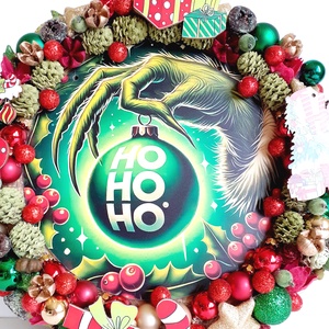 Karácsonyi ajtódísz grincses hangulatban - karácsony - adventi díszek - adventi ajtódísz - Meska.hu