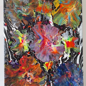 Színek robbanása a fekete térben fluid art festmény - művészet - festmény - akril - Meska.hu