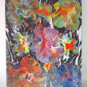 Színek robbanása a fekete térben fluid art festmény, Művészet, Festmény, Akril, Festészet, MESKA