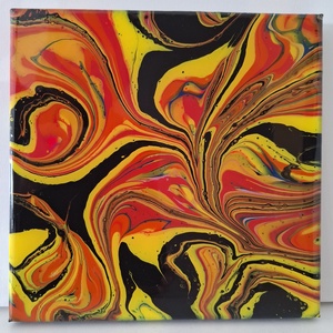 Tűzvirág fluid-art festmény - művészet - festmény - akril - Meska.hu