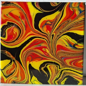 Tűzvirág fluid-art festmény - művészet - festmény - akril - Meska.hu