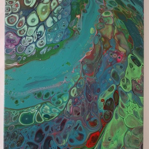 Smaragdzuhatag -fluid-art festmény - művészet - festmény - akril - Meska.hu