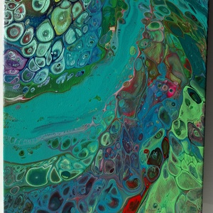 Smaragdzuhatag -fluid-art festmény - művészet - festmény - akril - Meska.hu