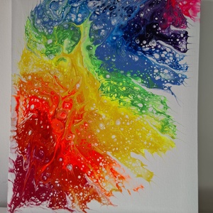 Szivárvány robbanás Fluid-art festmény - művészet - festmény - akril - Meska.hu