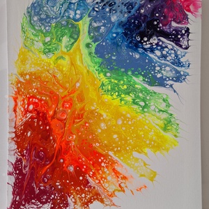 Szivárvány robbanás Fluid-art festmény - művészet - festmény - akril - Meska.hu