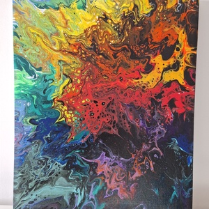 Fluid-art festmény Tűz és víz határán, Művészet, Festmény, Akril, Festészet, MESKA