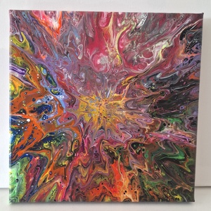 Fluid-art festmény -Kozmikus virágzás, Művészet, Festmény, Akril, Festészet, MESKA