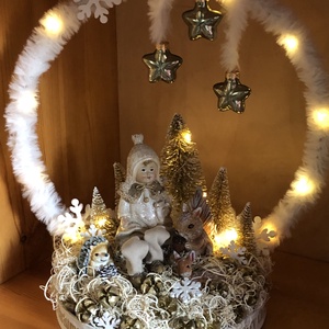 Adventi (karácsonyi) asztaldísz, dekoráció világítással - karácsony - adventi díszek - adventi asztaldísz - Meska.hu
