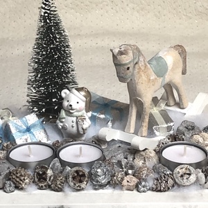 Hintalovas adventi doboz koszorú asztaldísz - LED fénnyel - karácsony - adventi díszek - adventi koszorú - Meska.hu