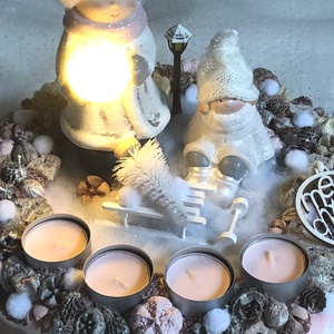 Rózsaszín adventi koszorú asztaldísz dekoráció gyerekekkel - LED világítással - karácsony - adventi díszek - adventi koszorú - Meska.hu