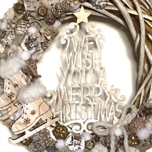 Karácsonyi kopogtató ajtódísz korcsolyával - karácsony - adventi díszek - adventi ajtódísz - Meska.hu