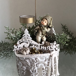Karácsonyi asztaldísz mécsesekkel - karácsony - adventi díszek - adventi asztaldísz - Meska.hu