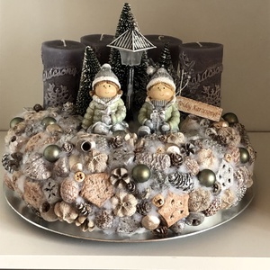 Adventi koszorú gyerekekkel, világítós - Meska.hu