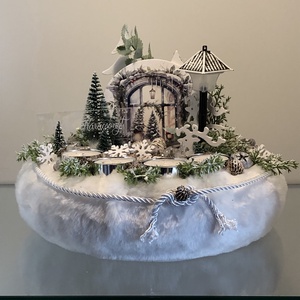 Adventi koszorú téli táj, szarvasokkal és mécsesekkel - Meska.hu
