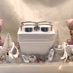 Fa alapú adventi dísz 4 db mécsessel, angyalkákkal - karácsony - adventi díszek - adventi koszorú - Meska.hu