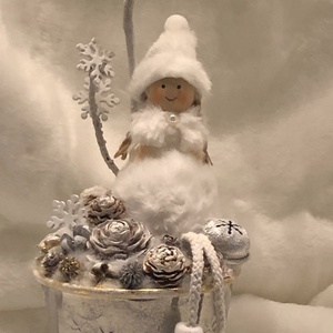 Adventi és karácsonyi asztaldísz textil angyalkával - karácsony - adventi díszek - adventi asztaldísz - Meska.hu