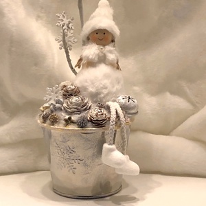 Adventi és karácsonyi asztaldísz textil angyalkával - karácsony - adventi díszek - adventi asztaldísz - Meska.hu